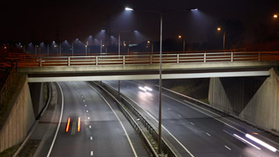 Autobahn A5, Tamworth, mit LED-Beleuchtung von Philips