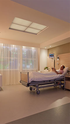 HealWell Licht verändert das Patientenzimmer und schafft eine völlig andere Atmosphäre